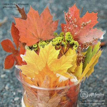 Pet Transparent Realistic Maple Leaves 15Pcs Set Decorative Stickers | KS-SA-4266
