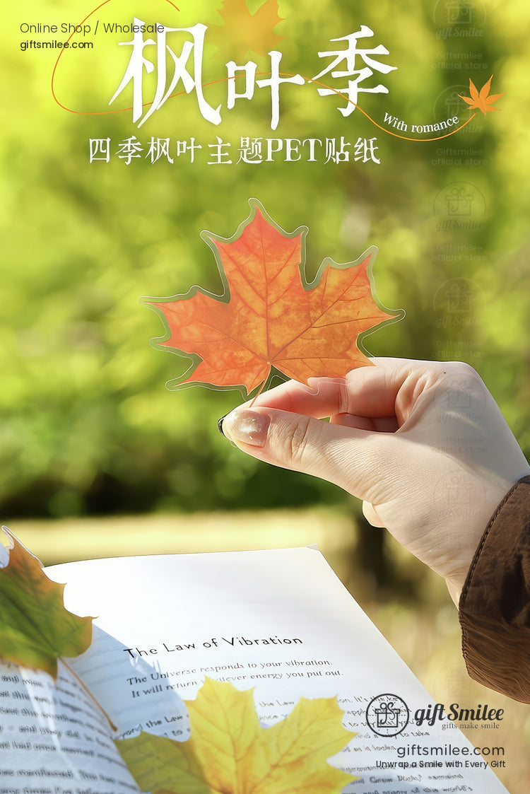 Pet Transparent Realistic Maple Leaves 15Pcs Set Decorative Stickers | KS-SA-4266