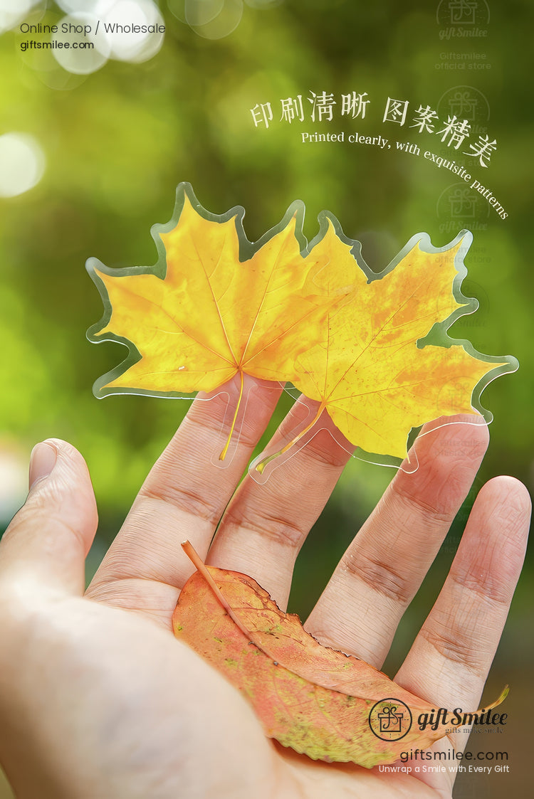 Pet Transparent Realistic Maple Leaves 15Pcs Set Decorative Stickers | KS-SA-4266