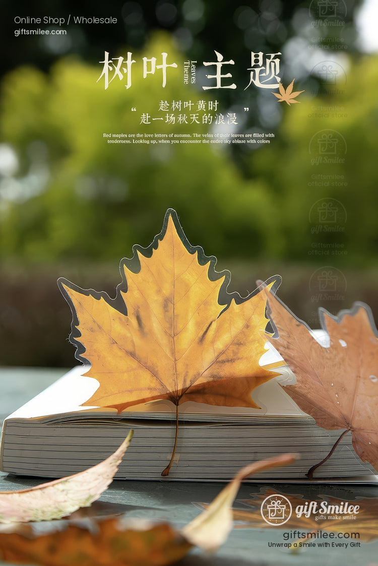 Pet Transparent Realistic Maple Leaves 15Pcs Set Decorative Stickers | KS-SA-4266