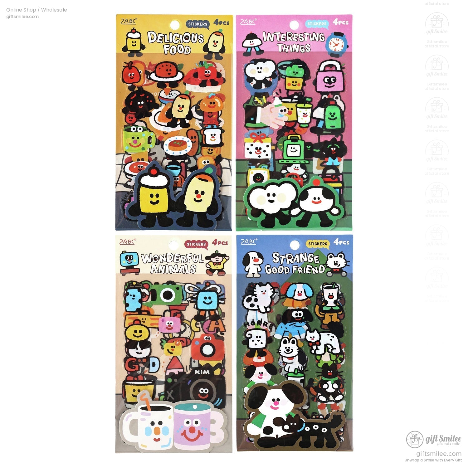 Pet Waterproof Removable Matte 4-Sheet Colorful Cartoon Sticker Set | KS-SA-4268