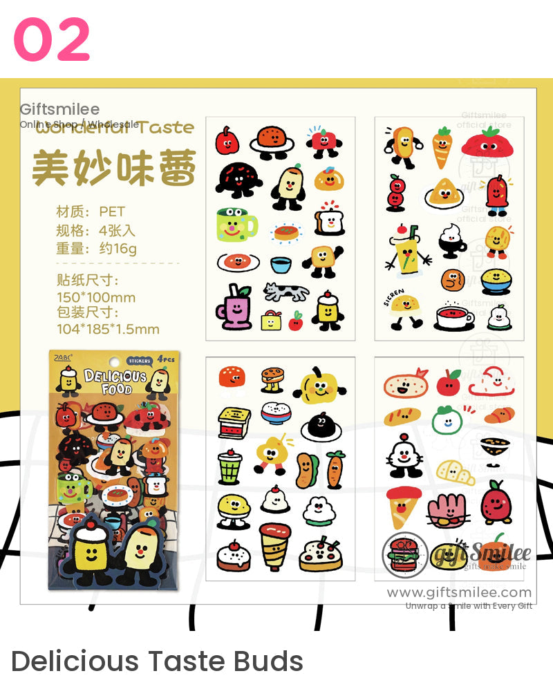 Pet Waterproof Removable Matte 4-Sheet Colorful Cartoon Sticker Set | KS-SA-4268