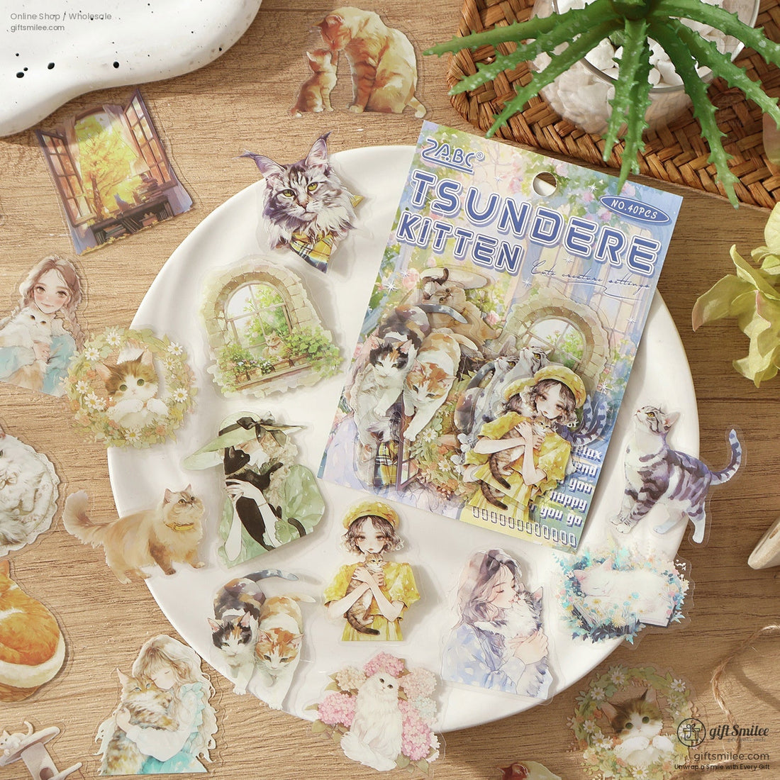 Matte Pet Die‑Cut Watercolor Animal Themes 40Pcspack Decorative Stickers | KS-SA-4269