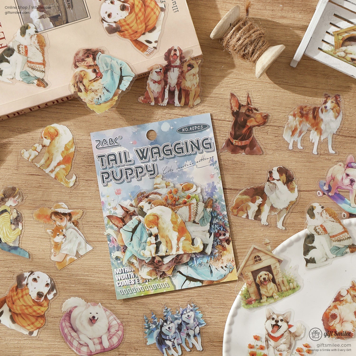 Matte Pet Die‑Cut Watercolor Animal Themes 40Pcspack Decorative Stickers | KS-SA-4269