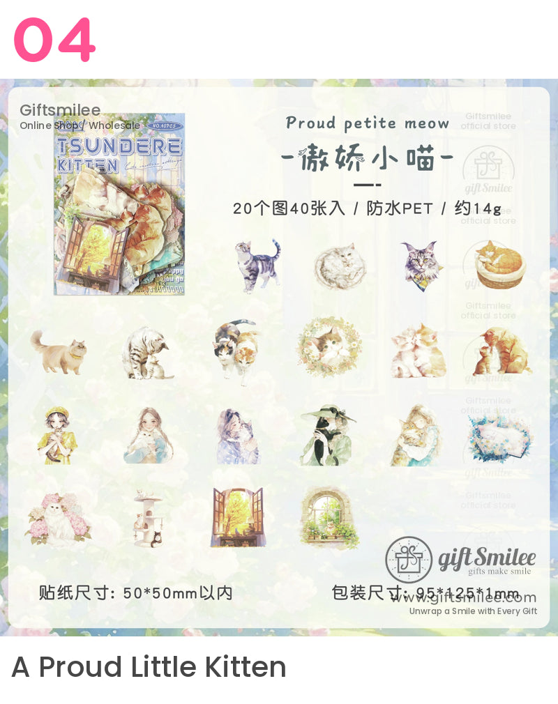 Matte Pet Die‑Cut Watercolor Animal Themes 40Pcspack Decorative Stickers | KS-SA-4269