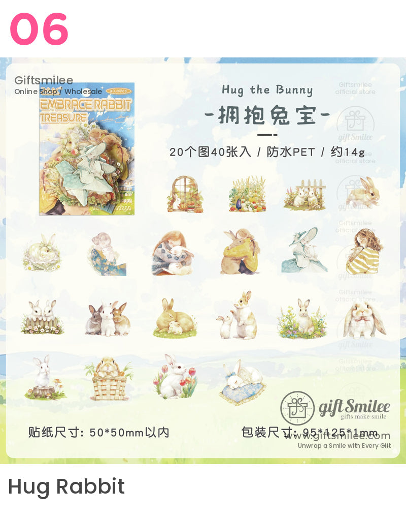 Matte Pet Die‑Cut Watercolor Animal Themes 40Pcspack Decorative Stickers | KS-SA-4269