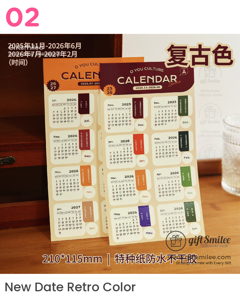 2026 Calendar Index Stickers | KS-SA-4272