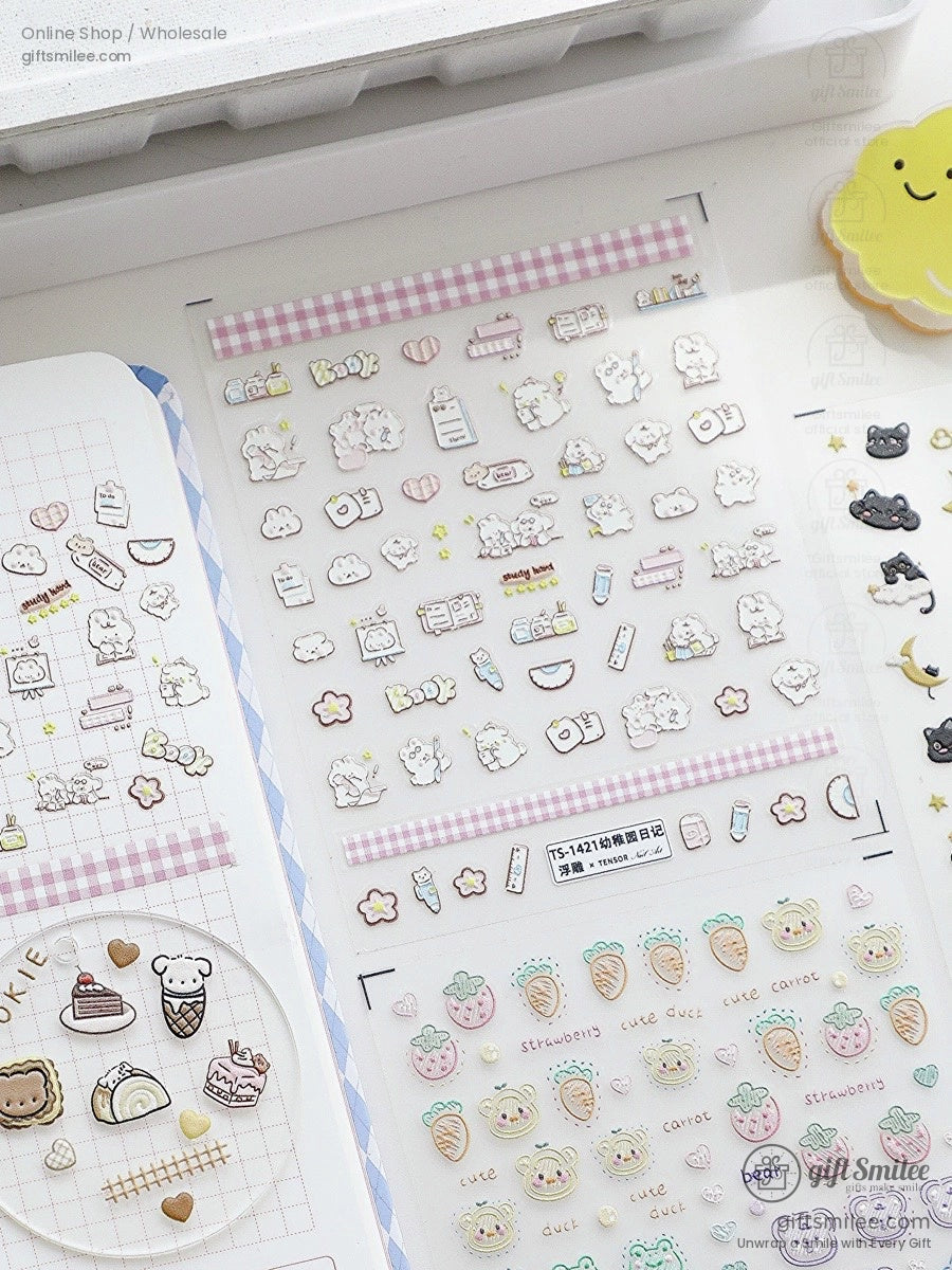 Puffy 3D Embossed Vinyl Pastel Cute Icons Puffy Stickers | KS-SA-4280