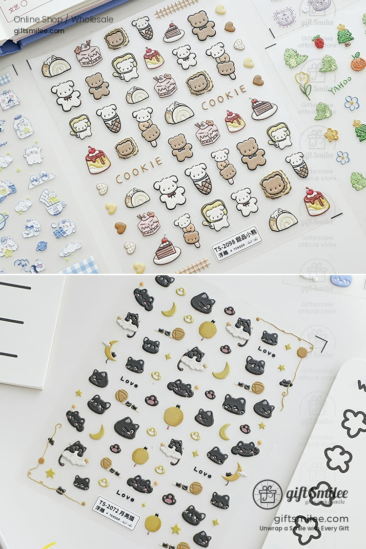 Puffy 3D Embossed Vinyl Pastel Cute Icons Puffy Stickers | KS-SA-4280