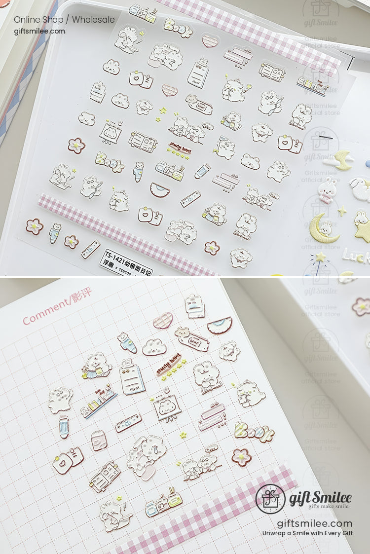 Puffy 3D Embossed Vinyl Pastel Cute Icons Puffy Stickers | KS-SA-4280