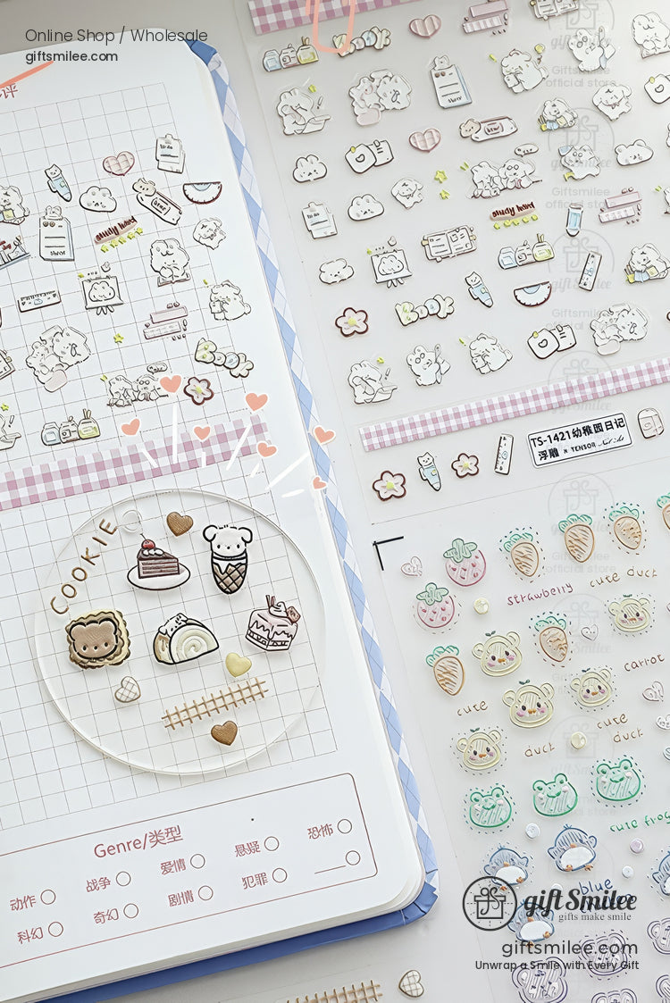 Puffy 3D Embossed Vinyl Pastel Cute Icons Puffy Stickers | KS-SA-4280