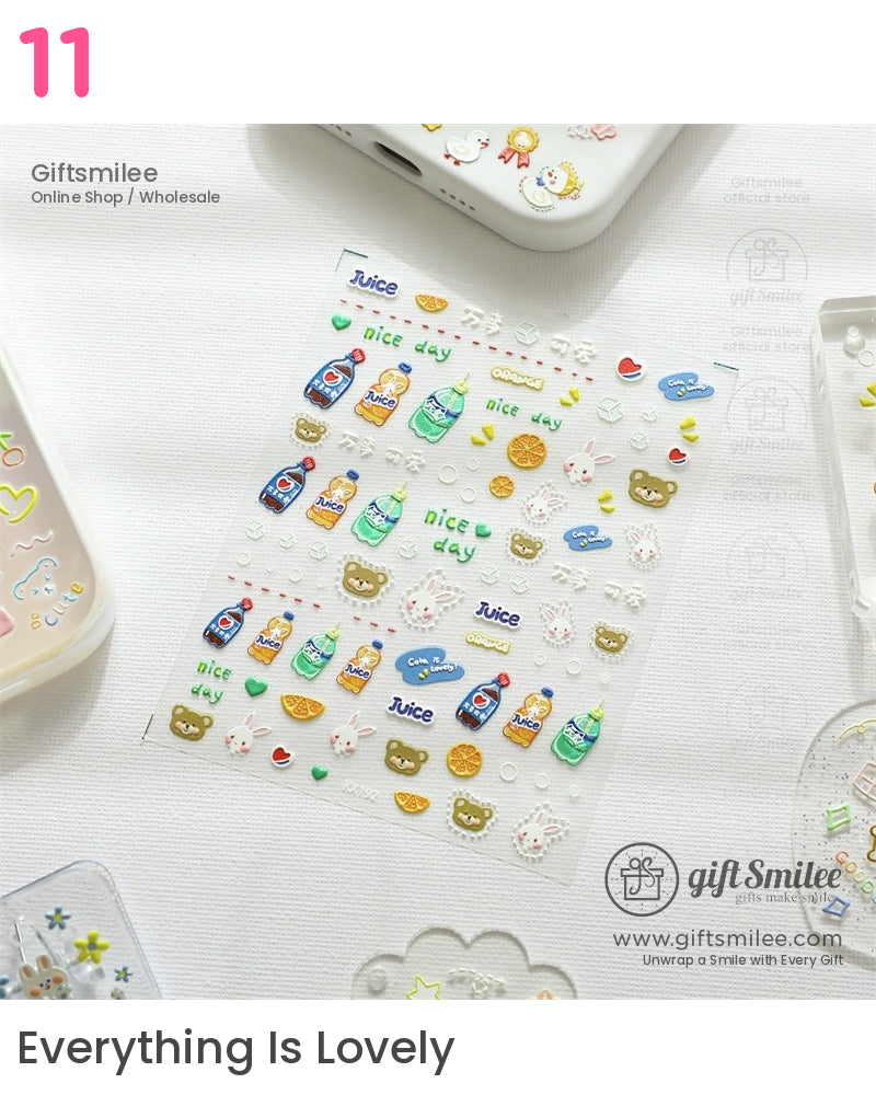 Puffy 3D Embossed Vinyl Pastel Cute Icons Puffy Stickers | KS-SA-4280