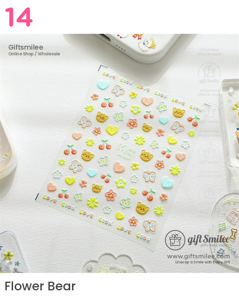 Puffy 3D Embossed Vinyl Pastel Cute Icons Puffy Stickers | KS-SA-4280