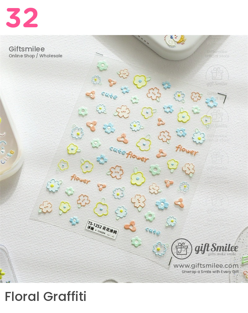 Puffy 3D Embossed Vinyl Pastel Cute Icons Puffy Stickers | KS-SA-4280