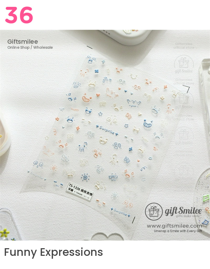 Puffy 3D Embossed Vinyl Pastel Cute Icons Puffy Stickers | KS-SA-4280