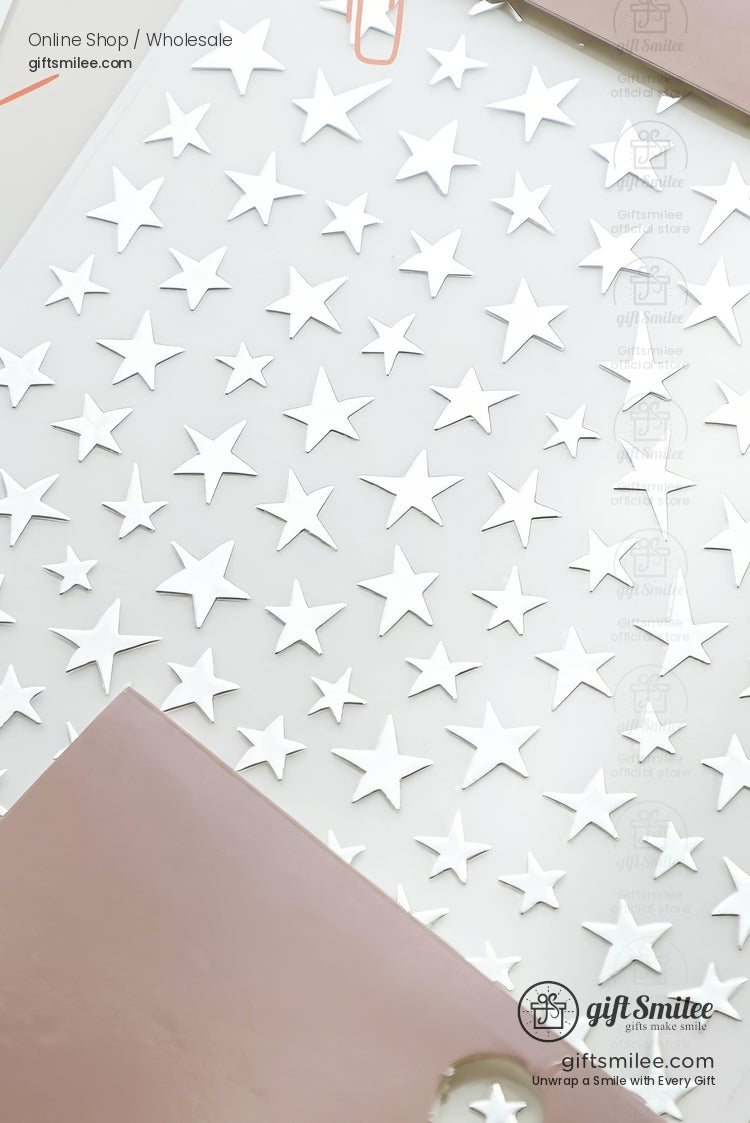 Mirror-Finish Silver Foil Micro Icons Decorative Stickers | KS-SA-4282