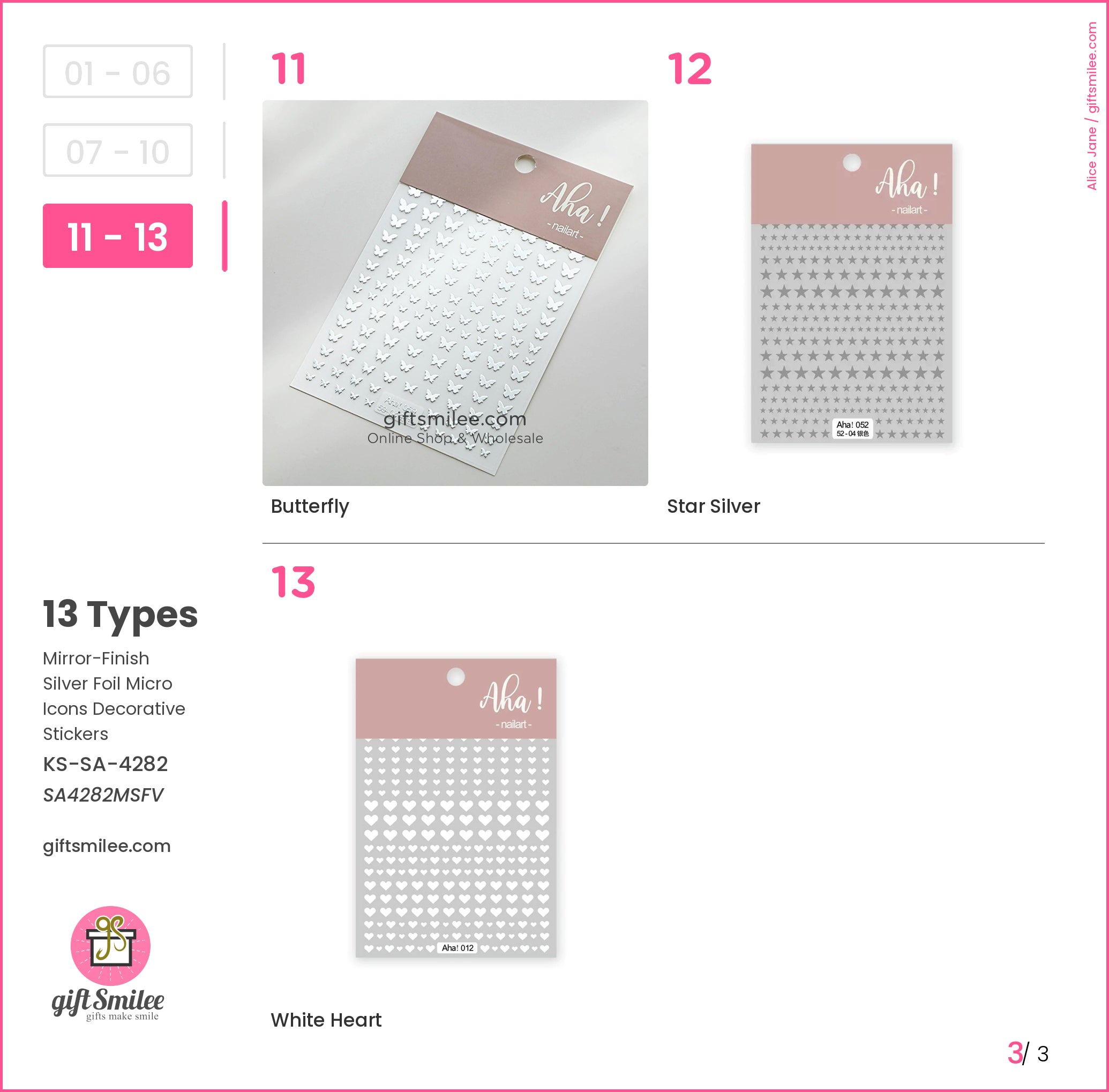 Mirror-Finish Silver Foil Micro Icons Decorative Stickers | KS-SA-4282