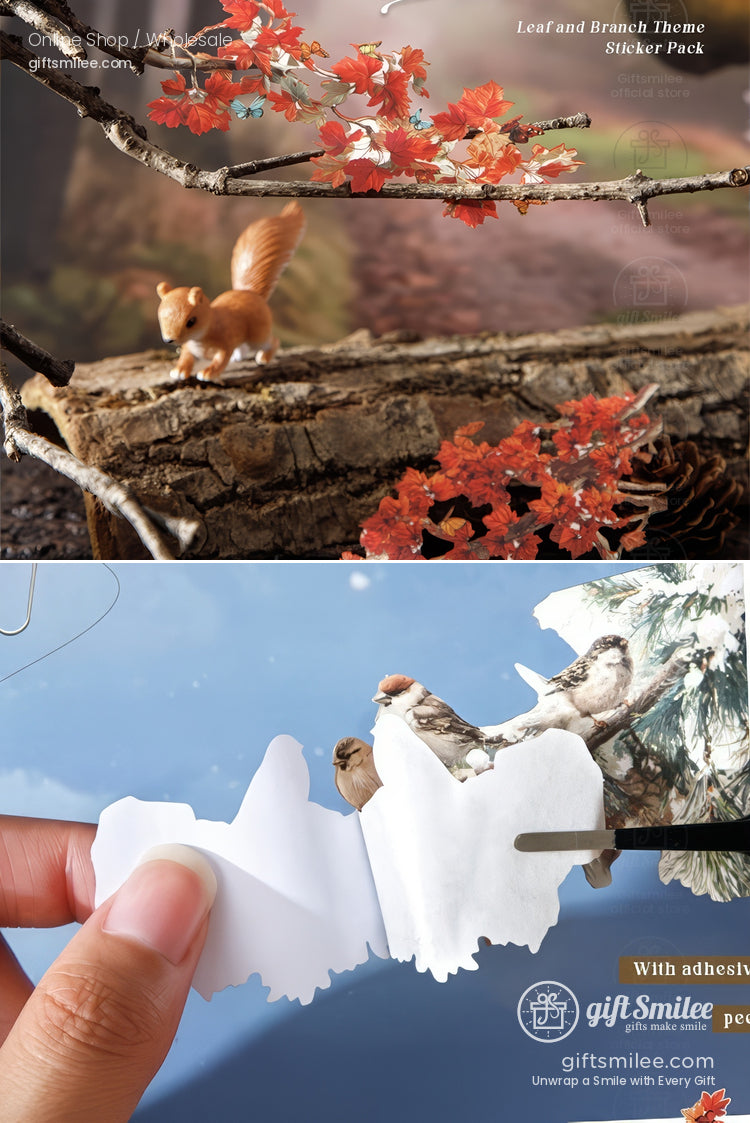 Vintage Four-Season Branch Die-Cut Decorative Stickers | KS-SA-4286