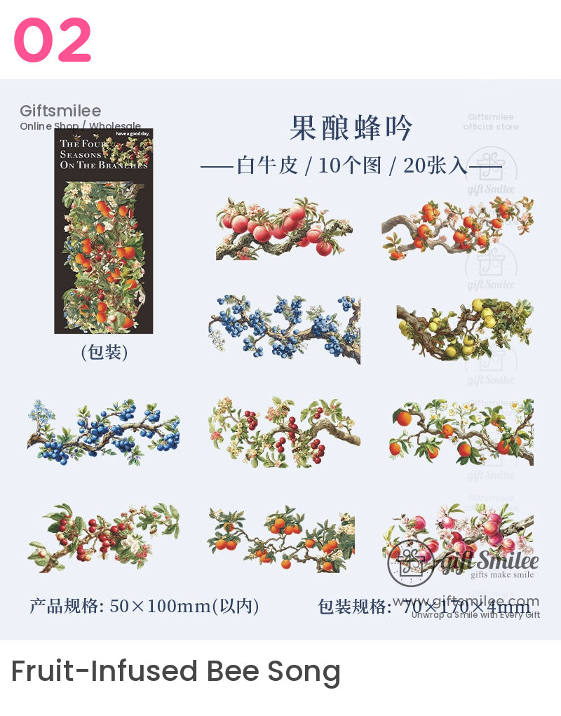 Vintage Four-Season Branch Die-Cut Decorative Stickers | KS-SA-4286