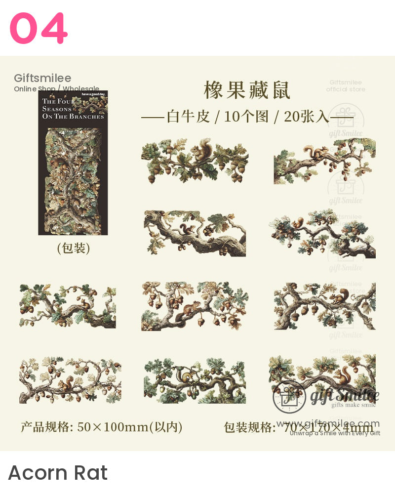 Vintage Four-Season Branch Die-Cut Decorative Stickers | KS-SA-4286