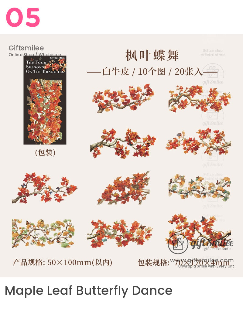 Vintage Four-Season Branch Die-Cut Decorative Stickers | KS-SA-4286