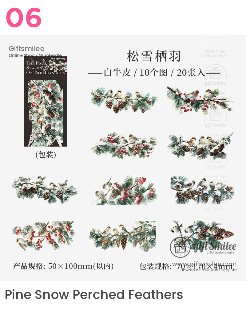 Vintage Four-Season Branch Die-Cut Decorative Stickers | KS-SA-4286