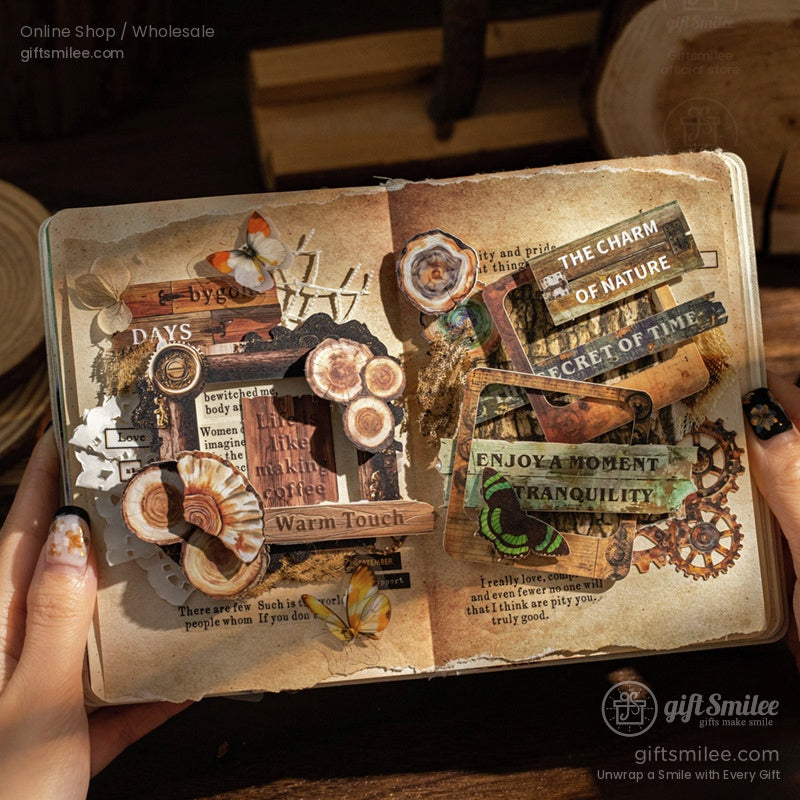 Embossed Faux-Wood Grain Phrase Die-Cuts Sticker Pack | KS-SA-4288