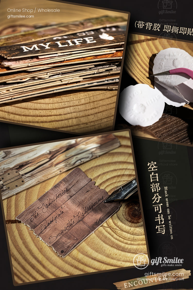 Embossed Faux-Wood Grain Phrase Die-Cuts Sticker Pack | KS-SA-4288