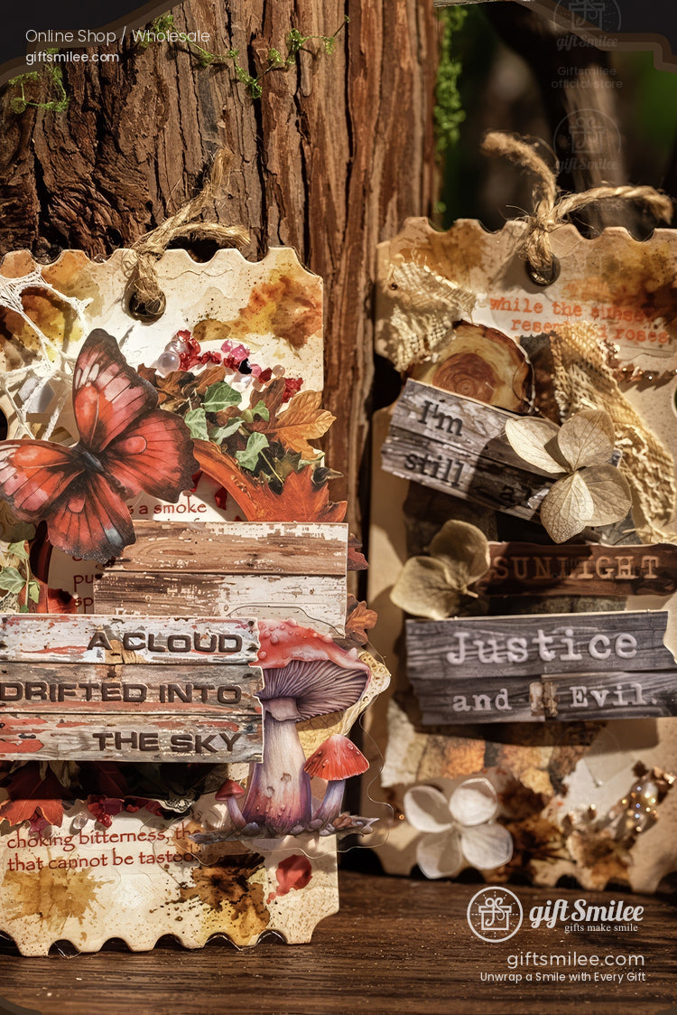 Embossed Faux-Wood Grain Phrase Die-Cuts Sticker Pack | KS-SA-4288