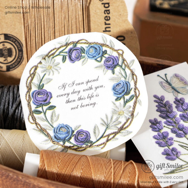 Embroidery-Effect Floral Rub-On Assorted Set Rub-On Transfer Stickers | KS-SA-4308