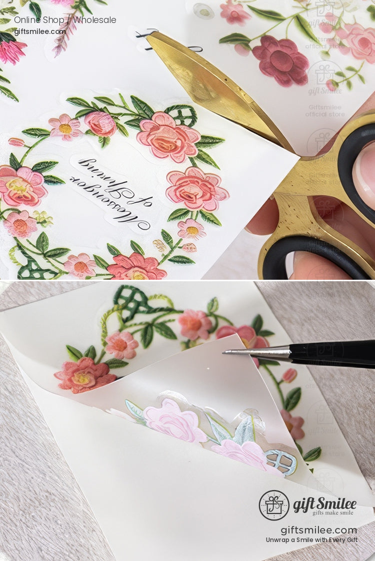 Embroidery-Effect Floral Rub-On Assorted Set Rub-On Transfer Stickers | KS-SA-4308