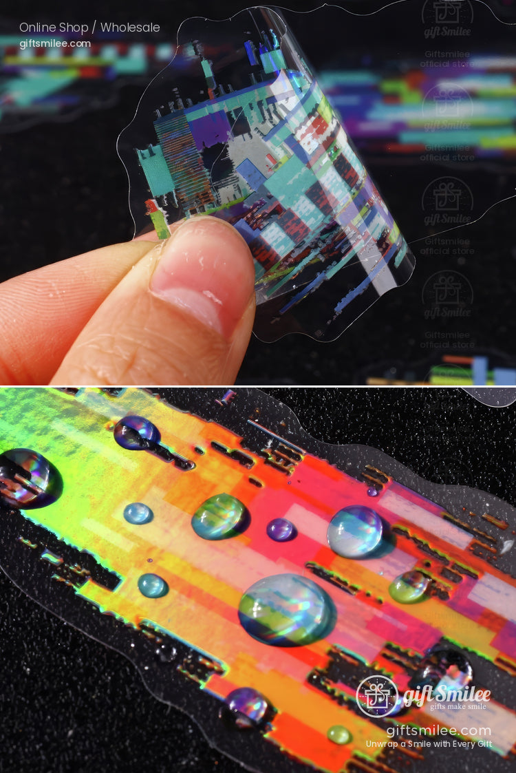 Iridescent Holographic Pet Pixel-Glitch Neon Sticker Pack | KS-SA-4309
