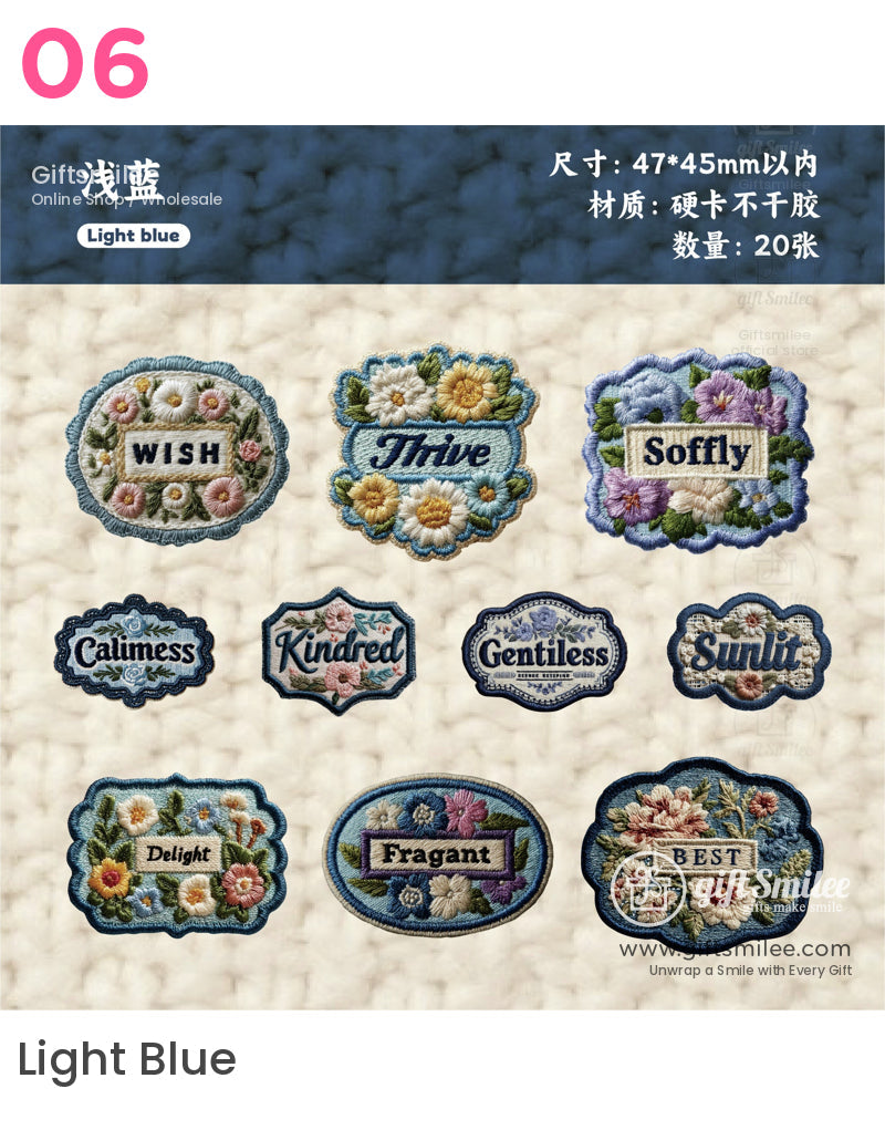 Woven Fabric Embroidered Floral Labels Embroidered Sticker Patches | KS-SA-4310