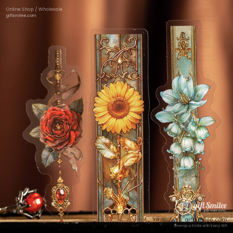 Matte Pet Die-Cut Floral Beaded Accents Decorative Stickers | KS-SA-4311