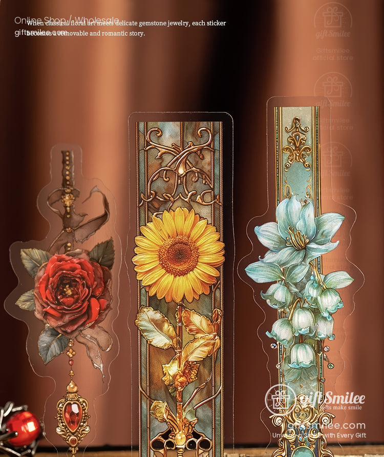 Matte Pet Die-Cut Floral Beaded Accents Decorative Stickers | KS-SA-4311