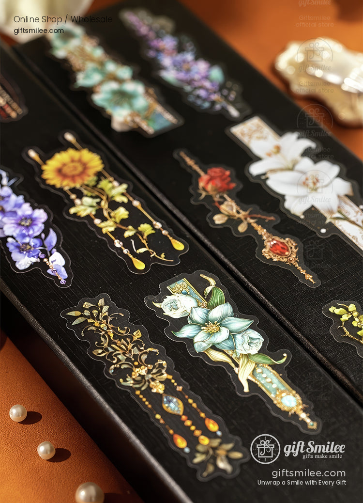 Matte Pet Die-Cut Floral Beaded Accents Decorative Stickers | KS-SA-4311