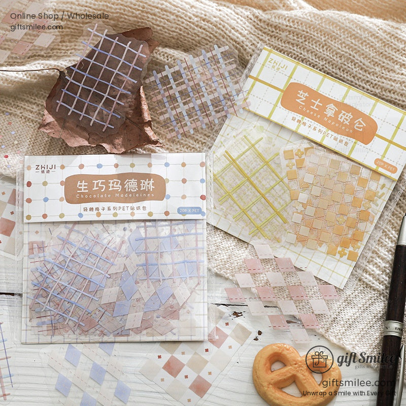 Translucent Pet Pastel Plaid Sticker Pack | KS-SA-4327