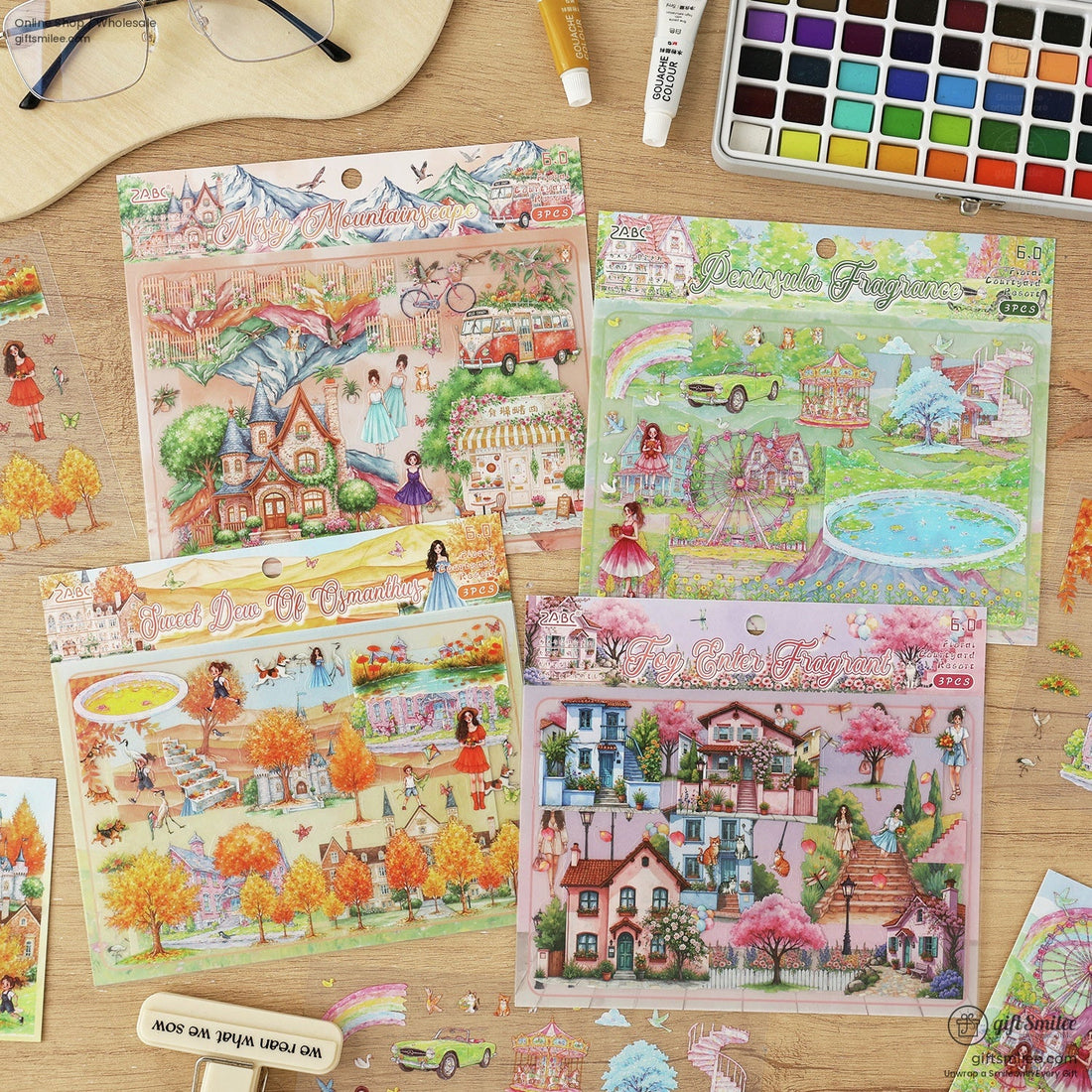 Matte Pet Overlay Die‑Cut Layerable Scenes 3D Scene Stickers | KS-SA-4330