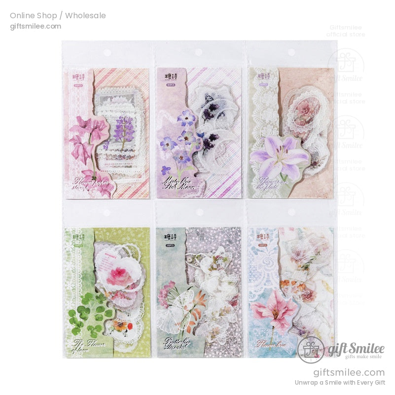 Pet White-Ink Lace Floral Transparent Decorative Stickers | KS-SA-4332