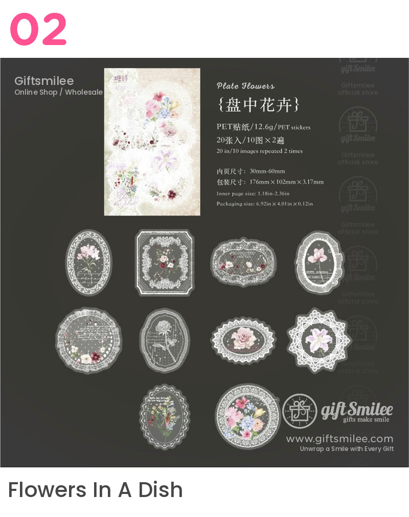 Pet White-Ink Lace Floral Transparent Decorative Stickers | KS-SA-4332