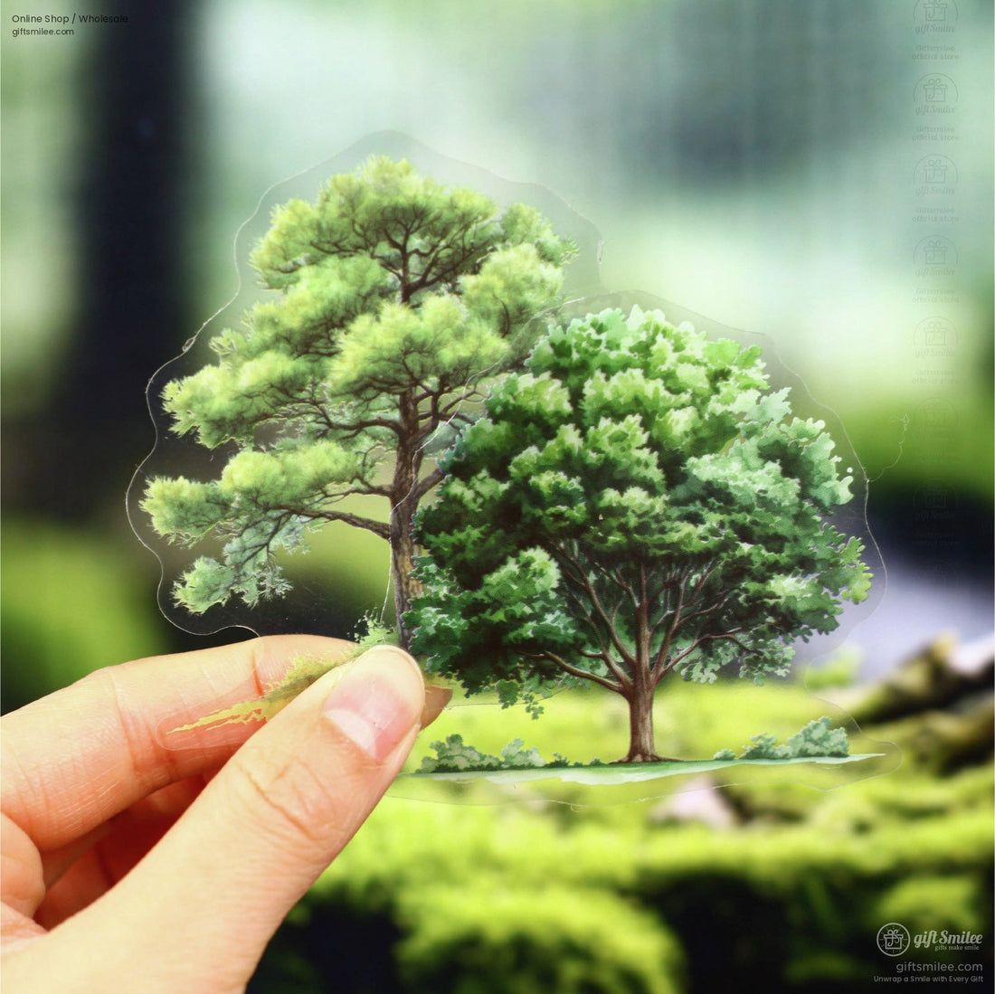 Matte Pet Die-Cut Transparent Tree Illustrations Decorative Stickers | KS-SA-4333