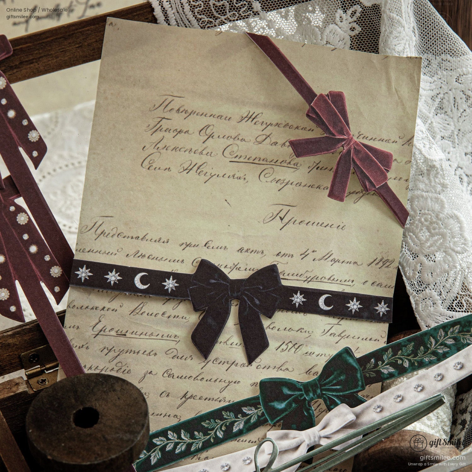 Textured Ribbon Bow Die‑Cut Decorative Sticker Set | KS-SA-4335