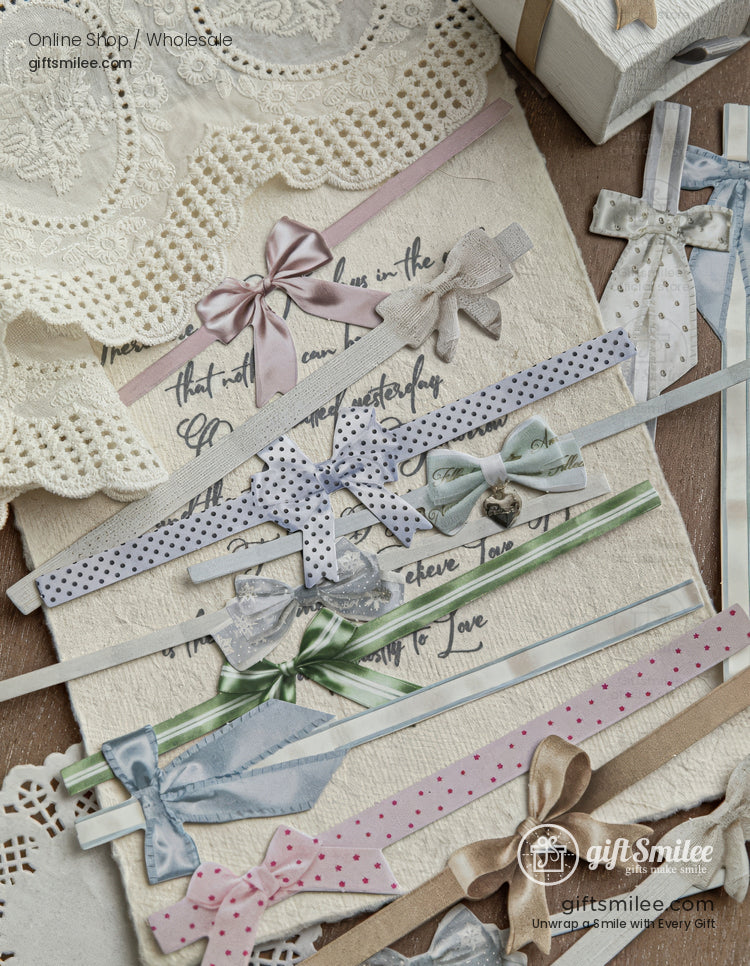 Textured Ribbon Bow Die‑Cut Decorative Sticker Set | KS-SA-4335