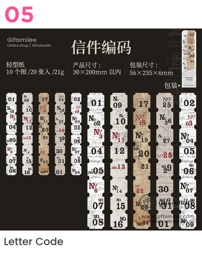 Vintagestyle numbered paper bookmarks with script prints in white beige and black tones ideal for crafts or journaling