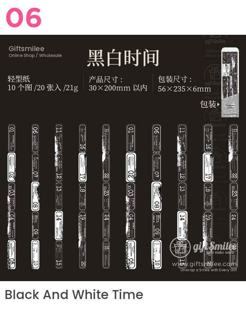 Black and white vintagestyle paper bookmarks with numbered designs lightweight material and rectangular shapes