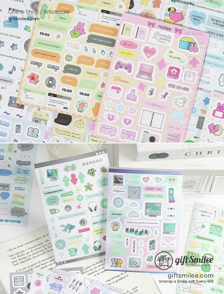Assorted pastel planner stickers with cute illustrations icons and phrases ideal for journaling or scrapbooking