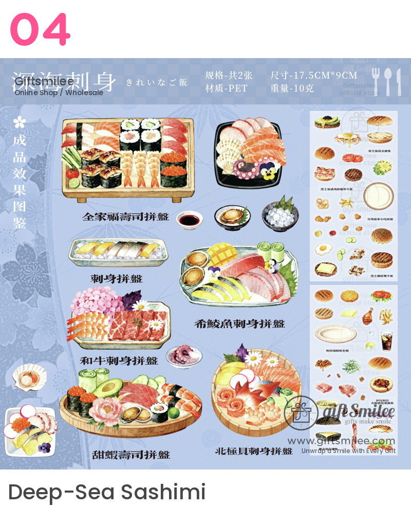 Assorted sushi and sashimi platters with shrimp tuna salmon garnishes and vibrant vegetables on decorative trays