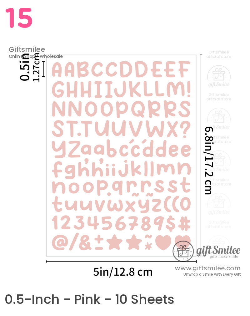 Blush pink alphabet and symbol stickers with rounded font selfadhesive 5x68 inches perfect for crafts or labeling