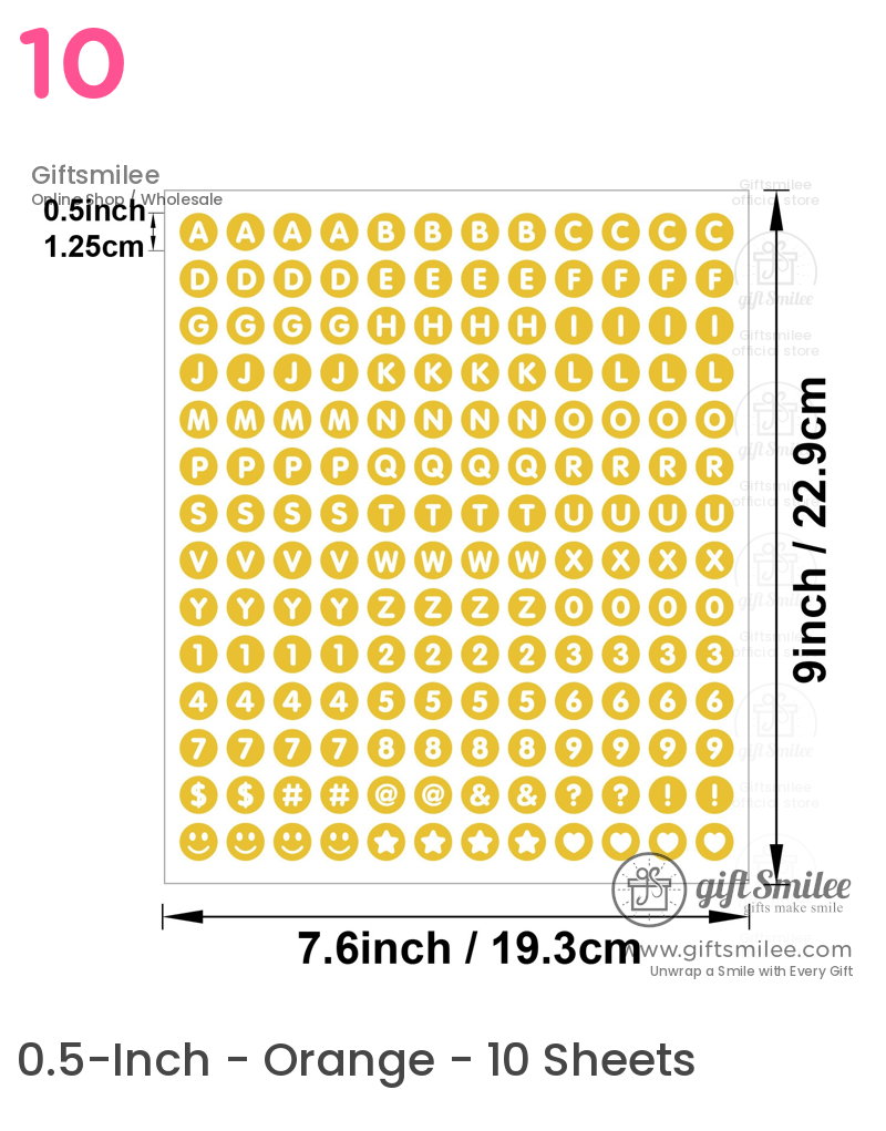 Yellow adhesive vinyl stickers with letters numbers and symbols in a 9x76inch sheet ideal for crafts