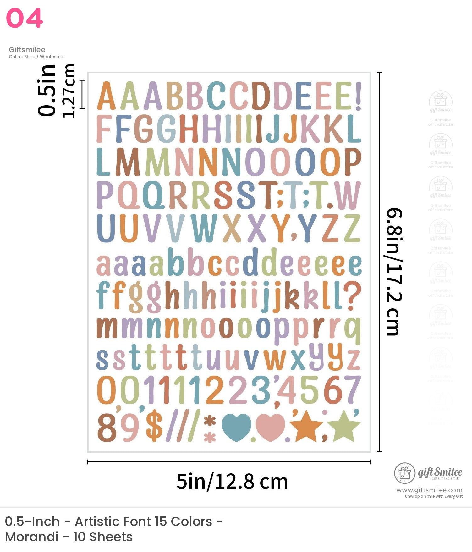 Pastelcolored alphabet and symbol stickers in uppercase and lowercase 05inch tall perfect for crafts and labeling